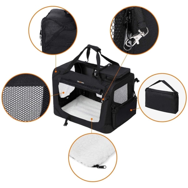 Rootz Transport Box - Hunde Box - Transport Taske - Foldbar Cat Box - Sort