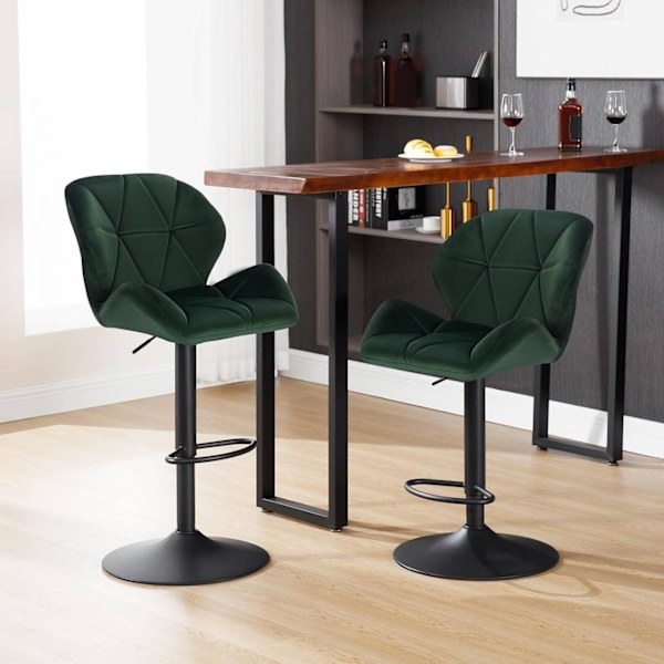 Rootz baarijakkara - Säädettävä työtuoli - Kääntyvä baarituoli - Ergonominen muotoilu, tukeva rakenne, helppo koota - samettia ja metallia - 94cm-116c
