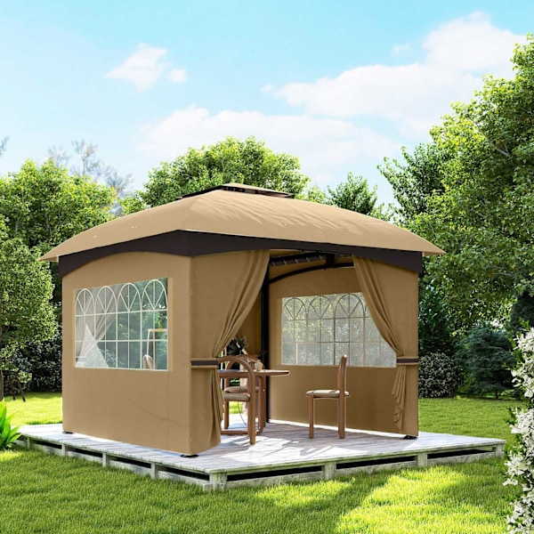 Rootz Garden Gazebo 3.4x3.4m - öltält - utomhusskydd - UV -skydd - Stålram - 335L x 335W x 285H cm