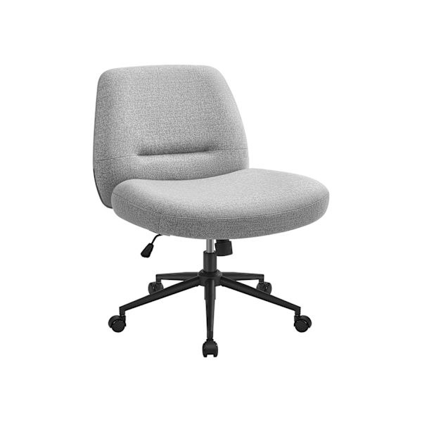 Rootz kontorstol med bred sæde - Grå stol - Ergonomisk stol - Stålstel - Bomuld-hør-blanding - Justerbar højde - 70 cm x 70 cm x (82-90) cm