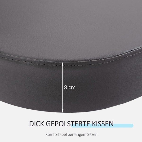 Rootz Round Salon Pall - Massagepall - Skönhetsstol - Höjdjusterbar - 35cm x 72-84cm - Fuskläder - Grå
