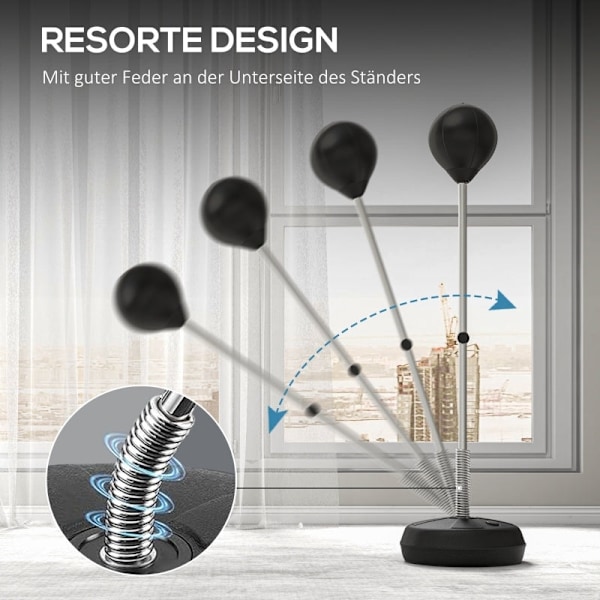 Rootz Bokseboldsæt - Boksetræner - Stressreduktion - Højdejusterbar - 3 kg - Kunstlæder - 24 cm x 30 cm - Sort