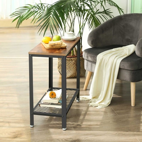 Rootz Sidebord - Sidebord i industriel stil med hylde - Accentbord - Sengebord - Dekorativt sidestativ - Endebord til stuen - Spånplade - Stål - Vinta