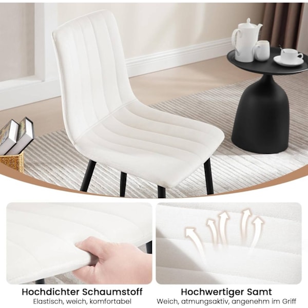 Rootz Velvet spisestuestole - Elegante siddepladser - Komfortable stole - Højdensitetsskum - Ergonomisk design - Skridsikre funktioner - 44 cm x 80,5