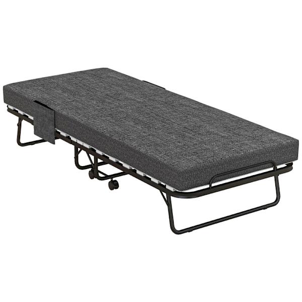 Rootz hopfällbar gästsäng - Campingsäng - Bärbar sovplats - Madrass med linnelook - Stålram - 190cm x 80cm x 42cm