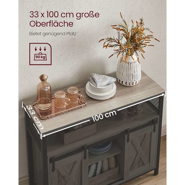 Rootz lastulevy teräs senkki - Greige musta - Säilytyskaappi - Säädettävät hyllyt - 33cm x 100cm x 80cm