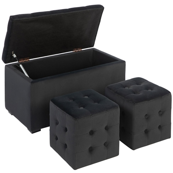 Rootz 3 -bituppsättning förvaringsbänk - Seat Chest - Umpolsted Stools - Space Saver - 75x40x42cm - Grå