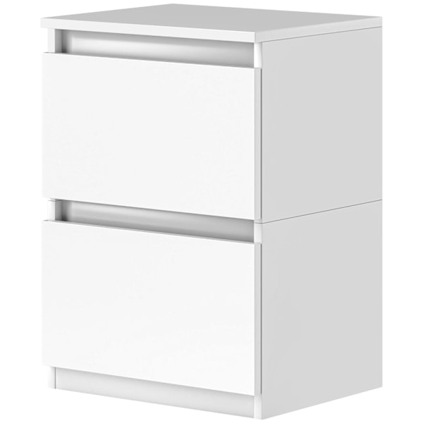 Rootz 2 skuffe Bedside Bord - natbord - Sidebord - Rigelig opbevaring - 39,6L x 32,3W x 56H cm