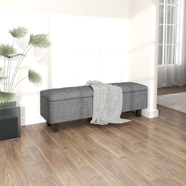 Rootz Pellavan ulkoasun säilytyspenkki - Storage Seat -rintakehä - Tufted Storage Bench - Piilotettu säilytys - 138 cm x 40cm x 45cm