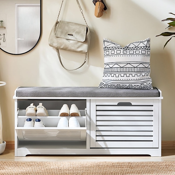 Rootz Shoe Cabinet - Lagringsarrangör - Entryway Bench - Seat Cushion ingår - 60x49x29cm