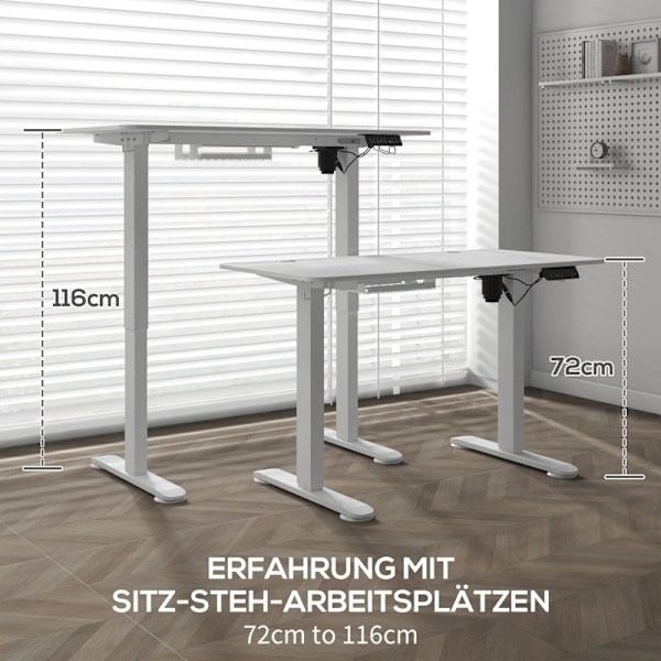 Rootz elektriskt justerbart stående skrivbord - Höjdjusterbart skrivbord - Sit Stand-skrivbord - Minnesfunktion - 120cm x 60cm x 72-116cm