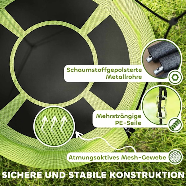 Rootz Round Garden Swing - Nest Swing - Basket Seat - 150 kg fjädrande - Ø98 x 190h cm