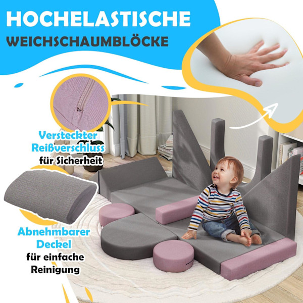 Rootz Modular Children's Sofa - Play Sofa - Building Blocks - Boost Creativity - 150 cm x 69 cm x 49 cm