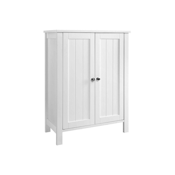 Rootz Badrumsskåp - Sminkskåp - Badrumsförvaringsskåp - Golvstående badrumsskåp - Hörnbadrumsskåp - Med dubbeldörr - Vit - 60 x 80 x 30 cm (B x H x D)