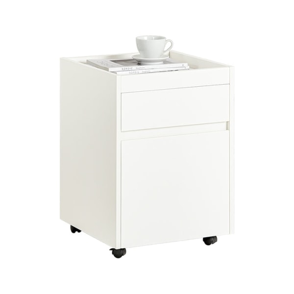 Rootz Mobil kontorvogn - Sidebord med hjul - Printerstander - Opbevaringsskuffer - Låsbare hjul - Nem montering - Hvid - 40 cm x 54 cm x 40 cm