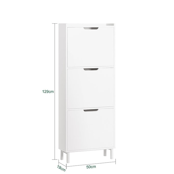 Rootz Shoe Tipper Cabinet - Skoförvaring - Skoorganisator - Utrymmesbesparande design - Mångsidig förvaring - Förbättrad stabilitet - Vit - 50cm x 129