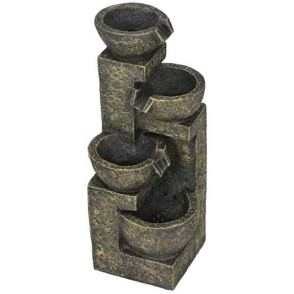 Rootz Garden Fountain - Ulkovesiominaisuus - Koristeellinen vesiputous - Säädettävä nopeus - Vintage Design - Tasainen veden virtaus - 25 x 24 x 60 cm