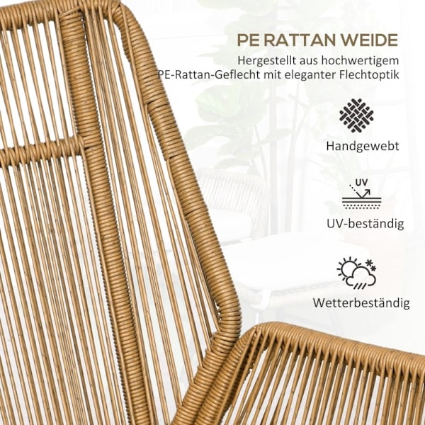 Rootz Polyrattan Havestole og skammelsæt - Udendørsmøbler - Terrassesæder - Justerbart ryglæn - Vejrbestandigt - Skridsikre fødder - 67W x 83D x 94H c