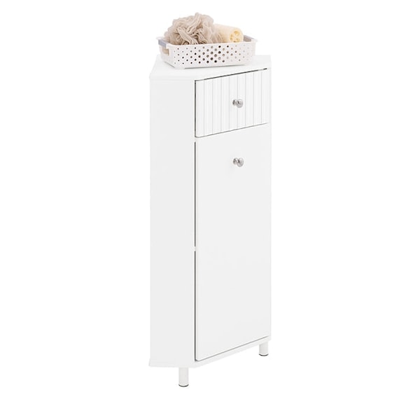 Rootz Corner Cabinet - Badeværelsesskab - Moderne opbevaringsenhed - Rumbesparende - 44x80x31cm