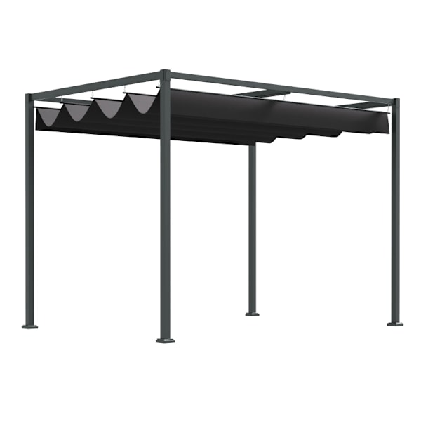 Rootz solskyddspergola - Trädgårdstak - Utomhuspaviljong - Metallram - Utdragbart tak - UV-beständigt lock - 298cm x 213cm x 221cm
