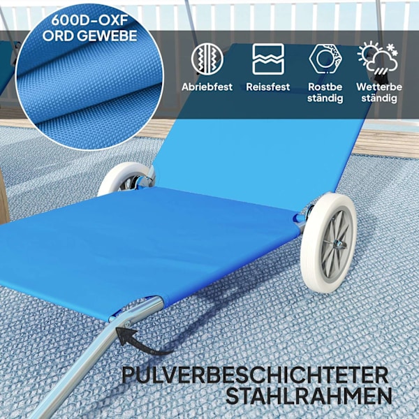 Rootz fällbar solstol - Beach Lounger - Garden Lounger - Justerbar ryggstöd - 62 cm x 148 cm x 85 cm