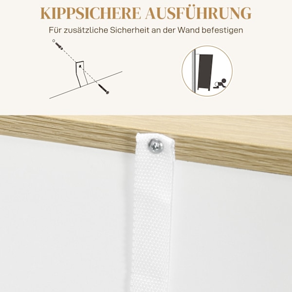 Rootz Sideboard Cabinet - Stor lagringsarrangör - Konsolbord - gott om förvaring - 105 x 30 x 81,5 cm - Modern vit - brun finish