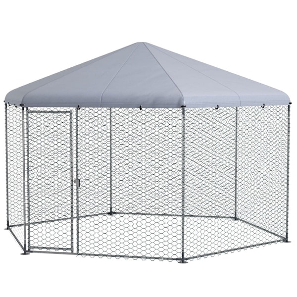 Rootz Chicken Coop Inkapsling - Utomhus hönsgård - Galvaniserat stål - Skyddstak - Lätt att komma åt - 400 cm x 346 cm x 263 cm