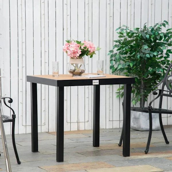 Rootz Outdoor ruokapöytä - Puutarhapöytä - Alumiinipöytä - Puutarhakalusteet - Olohuoneen kalusteet - Alumiini/Muovi - Luonnollinen/Musta - 80c mx 80c