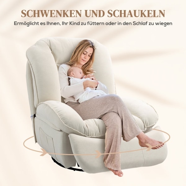 Rootz Liggstol - TV-stol - 360° vridbar - Gungfunktion - Chenilletyg - Fjäderstoppning - 104cm x 100cm x 102cm
