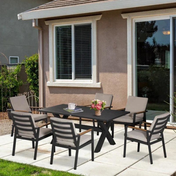 Rootz puutarhasetti - patiosetti - 6 tuolia ja 1 pöytä - alumiin