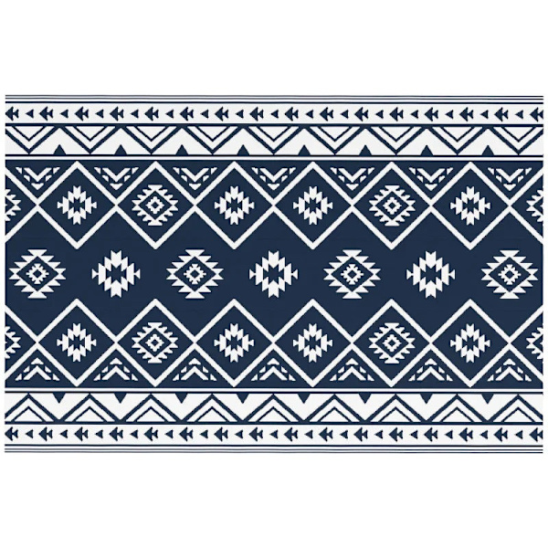 Rootz Utomhusmatta - Uteplatsmatta - Väderbeständig - Modern design - Non-woven - Svart + Vit - 182cm x 274cm x 0,3cm