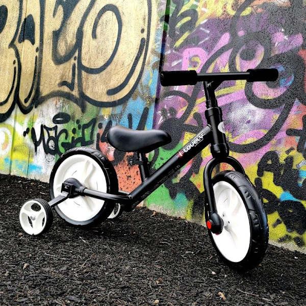 Rootz Børnebalancecykel - Lærercykel - Børnecykel med træningshjul og pedaler - Sædehøjdejusterbar - Sort