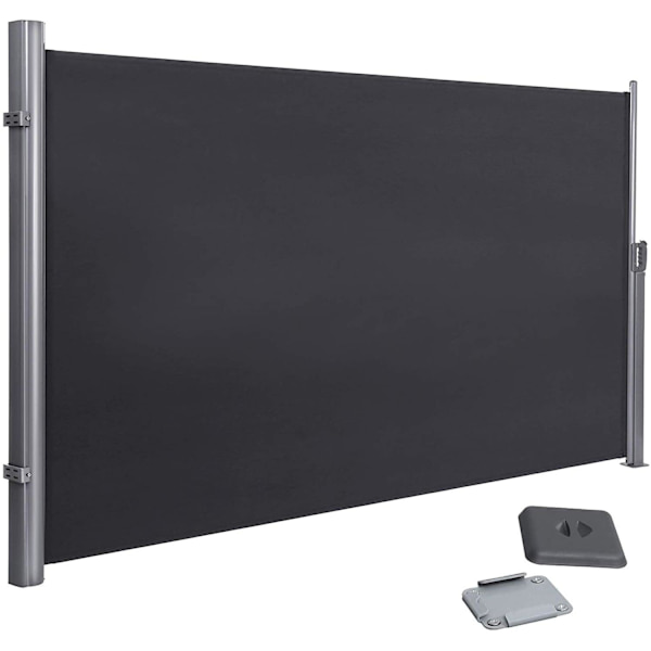Rootz Privacy -näyttö - Aurinkosuoja - Sivumarkiisi - Parveke - Terassi - Harmaa - 160 x 300 cm