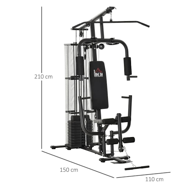 Rootz Gym Power Station - Fitness Station - Multigym Fitness Center - Träningsutrustning - Inklusive vikter - Lat Pulldown - Leg Curl - Metall - PU ko