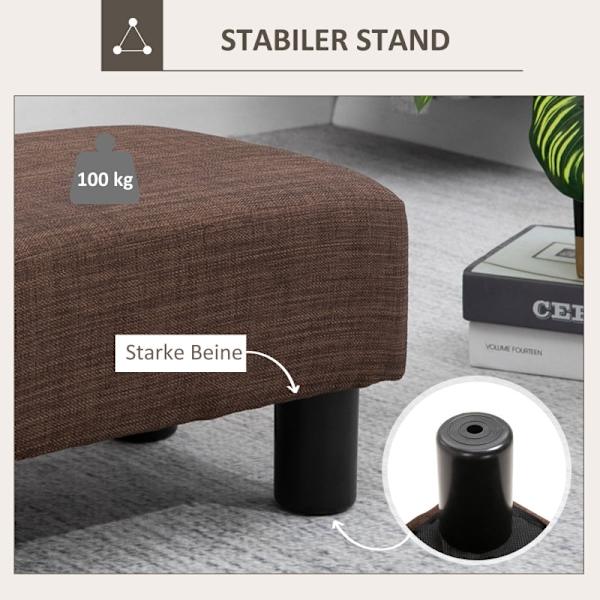 Rootz stilfuld skammel med stofbetræk - Fodstøtte - Sofabord - Komfortabel siddeplads - Alsidig brug - Gulvbeskyttelse - 40W x 30D x 24H cm - Linnedst