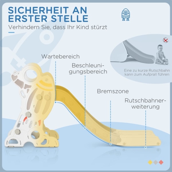 Rootz Rutsjebane til børn - Rutsjebane til børn - Rutsjebane til småbørn - Ekstra sikkert design - Holdbart plastik - Fantasifuldt raketdesign - 157 c