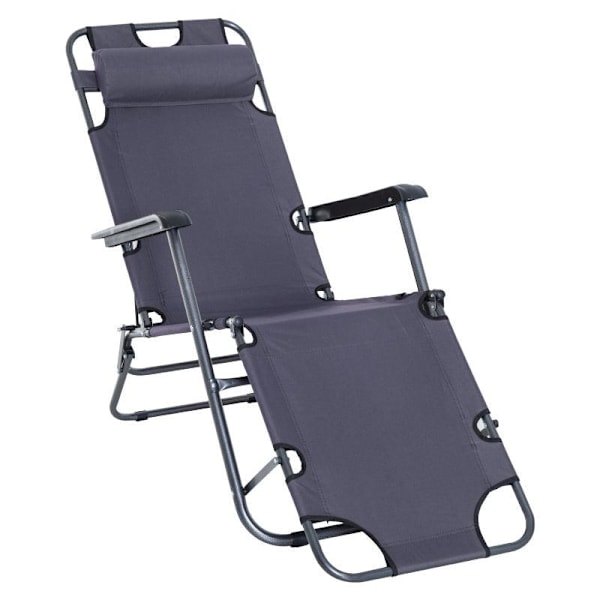 Rootz Havesenge - Solsenge - Sammenklappelige strandsenge - 2-lags havesenge - 2 i 1 sammenklappelige hvilestole - Grå - 135 x 60 x 89 cm