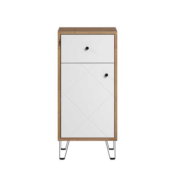 Rootz Bathroom Dresser - Storage Cabinet - Bath Organizer - Scandinavian Design - White Matt with Artisan Oak - 36x79x29 cm