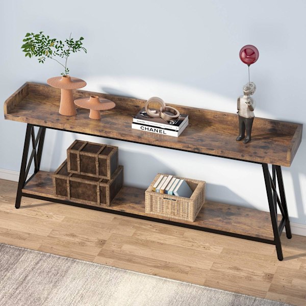 Rootz Rustic Sohvakonsolipöytä - Pitkä baaripöytä - Vintage Industrial Pöytä - Tukeva 4cm Board & Metal - 180,00 cm L x 30,00 cm S x 87,00 cm K.