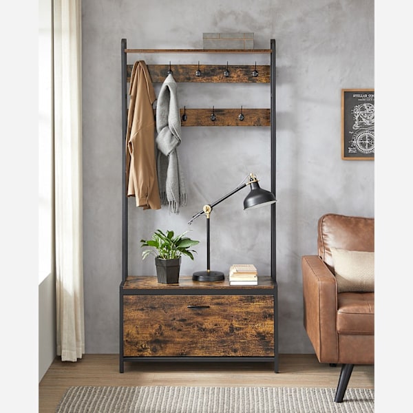 Rootz knagerække med skoskab - Vintage knageholder - Hall Tree Møbler - Spånplade, stål - 30cm x 85cm x 180cm