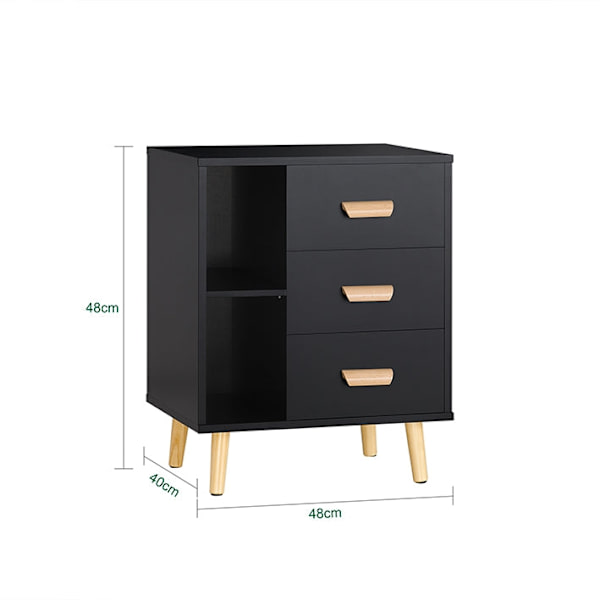 Rootz Sengebord - Sidebord - Telefonbord - Moderne Charm - Nem montering - Kompakt design - 48cm x 60cm x 40cm - Sort FBT95-SCH