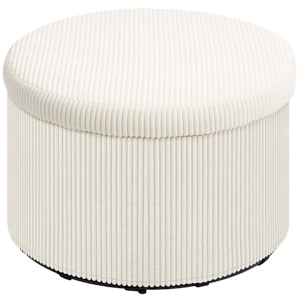 Rootz Foot Affure With Storage - Seat Affool - Pouf - 97L Hidden Storage - Ø60 X 41H CM - Cord Fabric - Skum - Beige