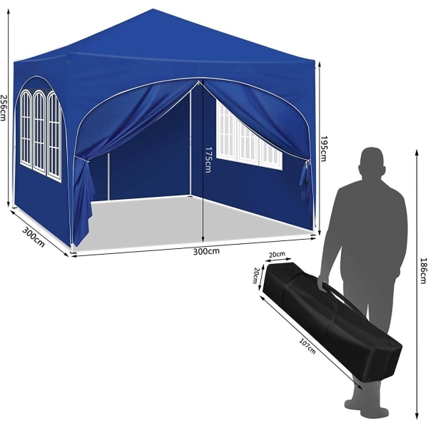 Rootz Ultimate Outdoor Gazebo - Vejrbestandig pavillon - Familietelt - Stærk stålkonstruktion - UV-beskyttelse - Nem opsætning - 3x3m