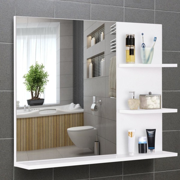 Rootz badeværelsesspejl - hvid - konstrueret træ, spejl - 23,62