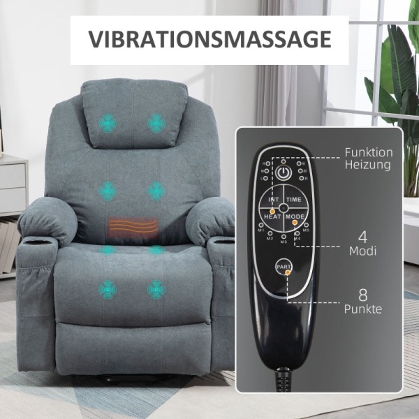 Rootz Massagestol - TV-lænestol - Hvilestol - Ultimativ komfort - Ubesværet stå-op Assistance - Kan tilpasses tilbagelænet - 90L x 101W x 107H cm - Po