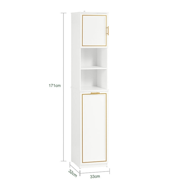 Rootz Tall Badrumsskåp - Förvaringsenhet - Tvätthållare - MDF Furu - Tippskydd - 33cm x 171cm x 32cm - 2-delad set