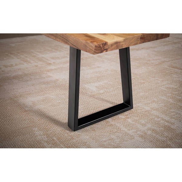 Rootz Modern Design Matsalsbänk - Träbänk - Trädkantssits - Uttryck av träfibrer - Trapetsformade metallben - 180 cm x 40 cm x 45,5 cm