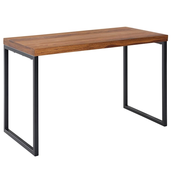 Rootz skrivebord sheesham massivt træ - metal 117x59x76,5 cm computerbord - Design kontorbord lille mørkt - Laptop bordstudie