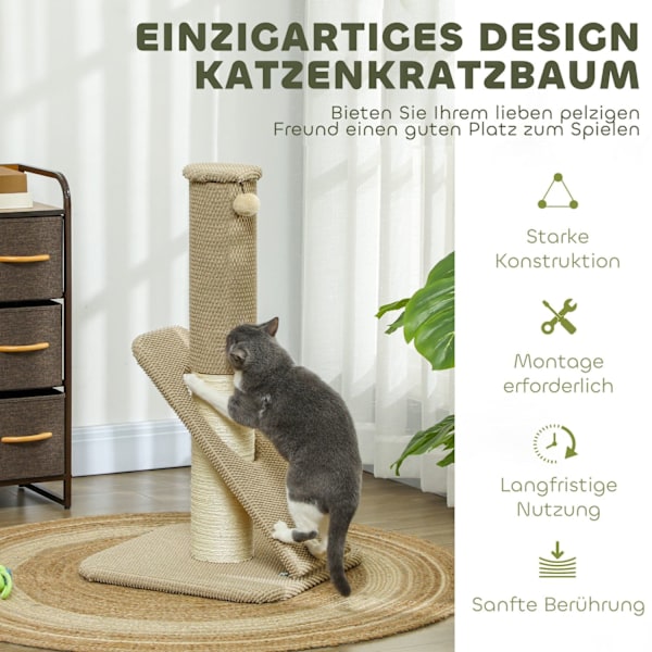 Rootz Cat Scratching Post - Aktivitetscenter - Möbelskydd - Solid Chipboard - 48 cm x 48 cm x 84 cm