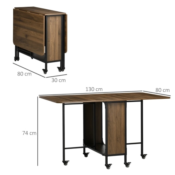 Rootz Mobilt hopfällbart bord - Platssparande matbord - Mångsidigt hopfällbart bord - Snygg design - 130cm x 80cm x 74cm - Spånskiva & metall